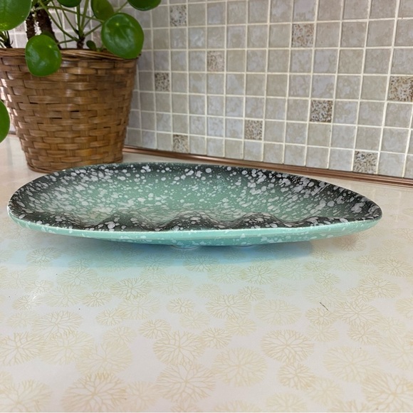 Vintage USA Ashtray , catch all jewelry dish trinket tray blue speckled atomic - Picture 5 of 9